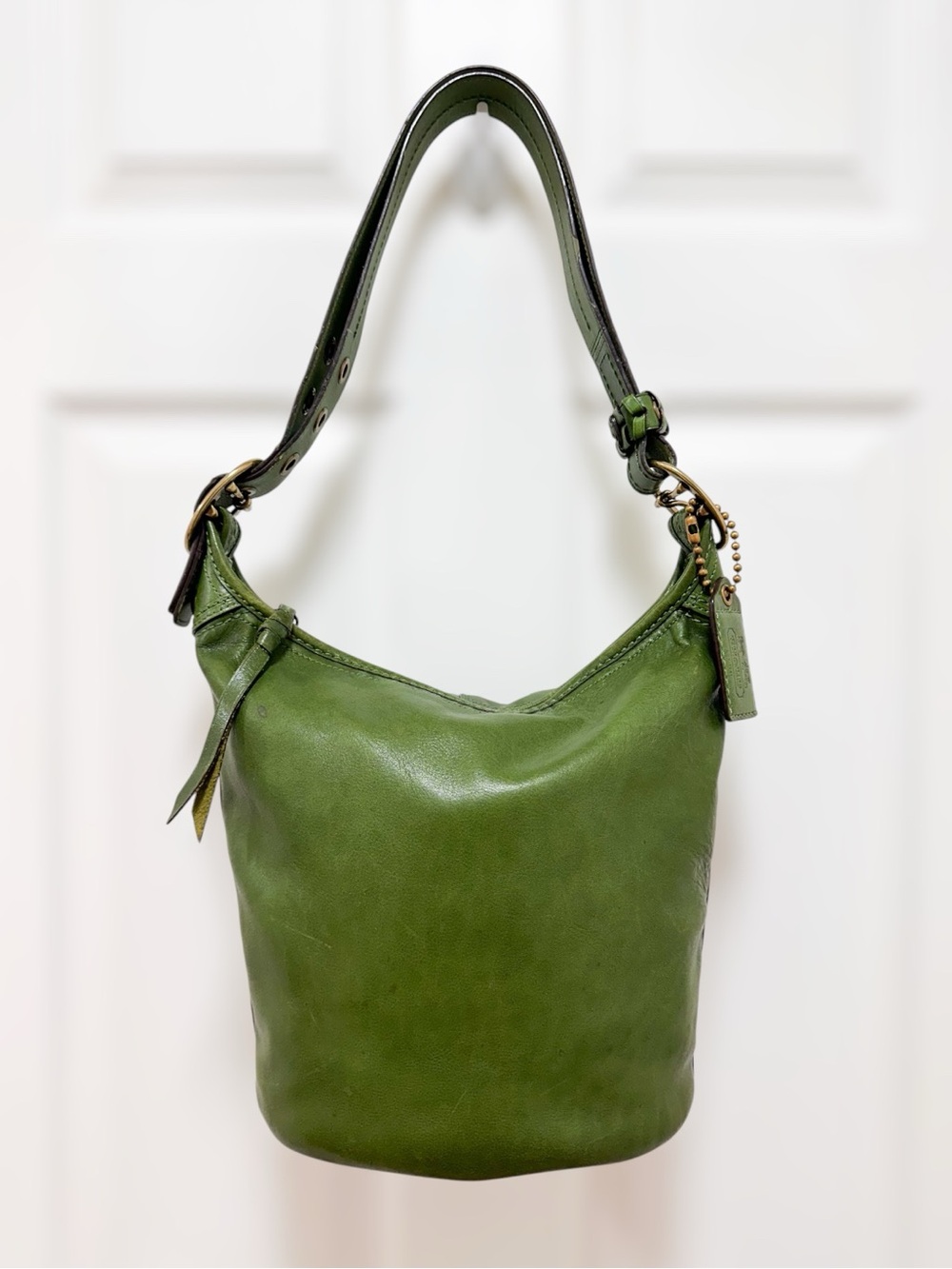 Coach Bleecker Bucket Bag Glove Tanned Leather Rare Moss Green Vintage 11422